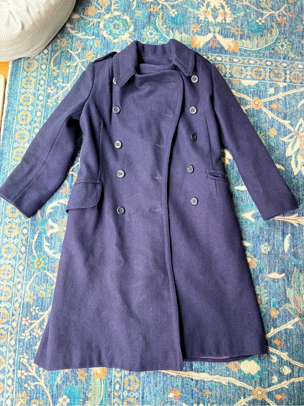 Purple Double-Breasted Wool Blend Women's Coat